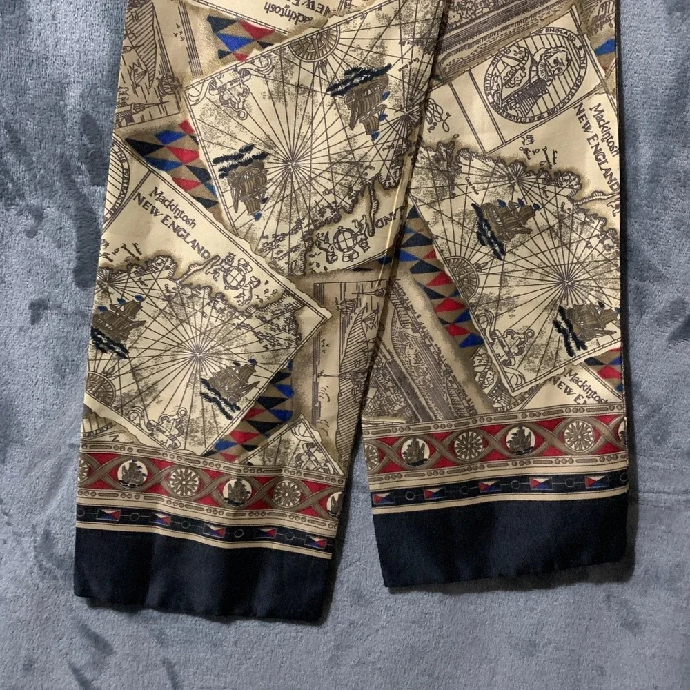 Vintage Mackintosh New England Map Nautical Souvenir Scarf Tie Massachusetts